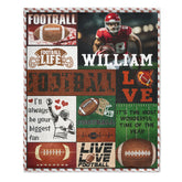 Custom Football Life Blanket - Personalized Sports Throw with Football Design - Gift for Football Fans